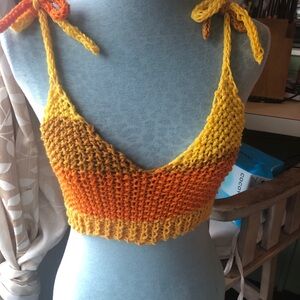 Handmade Gradient Knit Bralette - Yellow & Orange